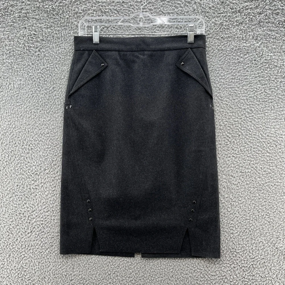 Per Se Skirt Womens 4 Gray Felt Wool Cashmere‎ Straight Pencil Retro Wiggle